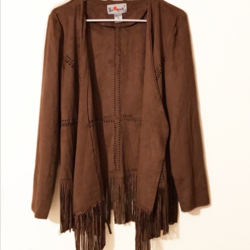 Buttery soft suede fringe jacket boho style